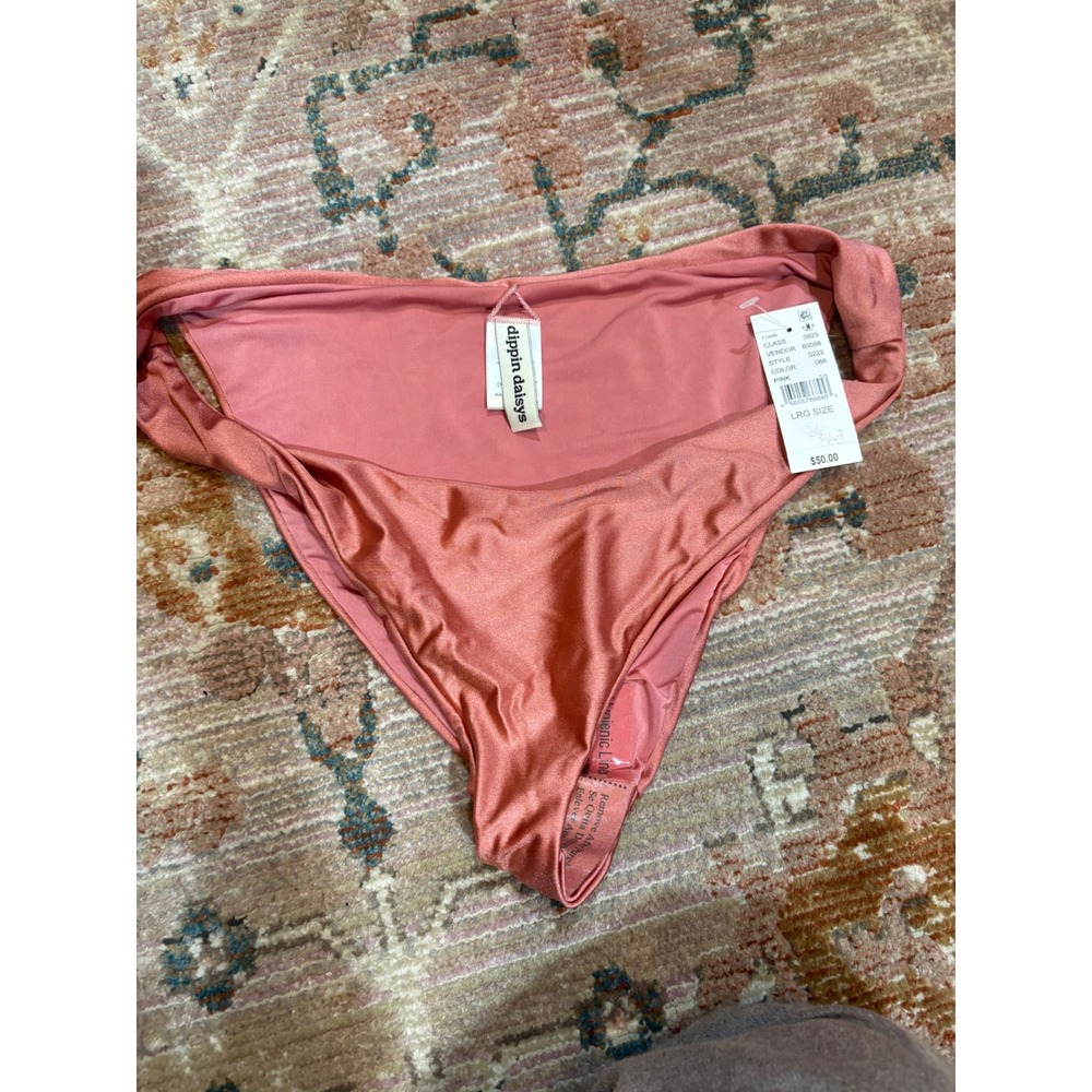 Dippin Daisys Pink Metallic High Waist Bikini Bottoms L NWT D3256JSHLC